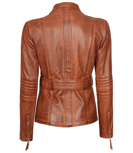 Women Genuine Cowhide <b>Leather</b> Four Pocket <b>Jacket</b> 100 Percent <b>Real</b> <b>Leather</b> Fashion Biker <b>Jacket</b> - Product Image 2