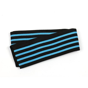 Wholesale Knee Support Knitted <b>Black</b> Blue Striped Breathable Hook & Loop Closure Unisex All Seasons Protection - Product Image 3