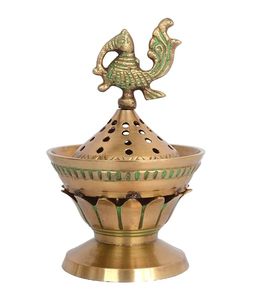 Hand-Made Brass <b>Incense</b> <b>Burner</b> With Peacock Finial <b>Chinese</b> Style Religious Use All-Season Aromatherapy Diffuser - Product Image 4
