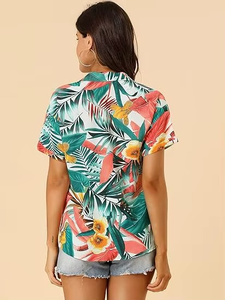 Camisas Hawaianas con Botones para Mujer, Manga Larga, Estampado Floral Tropical, Ecológicas, Estilo Y2K, Blusa Dulce de Verano con Cuello en V, Túnica - Product Image 3
