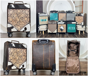 Sacs de voyage personnalisés faits à la main en cuir de vache véritable, grande capacité, sacs à roulettes unisexes, grandes valises de voyage - Product Image 3