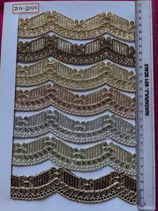 Ribete decorativo bordado con lentejuelas y encaje de tela de tejido para vestidos de sari, ropa de fiesta de boda y prendas de moda étnica - Product Image 2