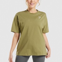 T-shirt ample à épaules tombantes pour femme, coupe décontractée, style streetwear, idéal pour la gym