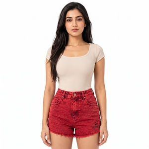 Shorts délavés à l'acide pour femmes, tendance, offrant un tissu doux, une grande flexibilité et un look branché, parfaits pour une tenue décontractée estivale. - Product Image 1