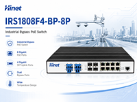 Hinet IRS1808F4-BP-8P L2 Switch PoE Industrial Gestionado con Bypass, 16 Puertos 8GE+4SFP, 24Gbps, 30W, Dúplex LC