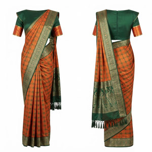 Sari festif pour femme, robe drapée élégante et traditionnelle, vêtement ethnique orné pour cérémonie de mariage, fête et célébration - Product Image 1