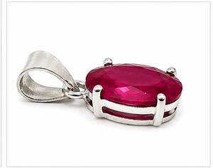 <b>Ruby</b> Quartz Oval 925 Sterling Silver Pendant, Faceted Pink Red Quartz Gemstone Pendant, Handmade Sterling Silver <b>Necklace</b> Charm - Product Image 2