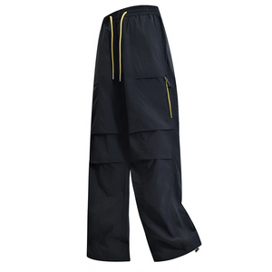Pantalones Cargo Grises para Mujer, Cintura Elástica, Largos, de Secado Rápido, Corte Regular, Casuales, Otoñales, con Cordón, 100% Poliéster - Product Image 5