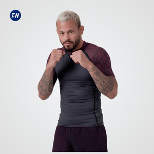 Unisex Adult Ergonomic Anti-Microbial Anti-UV Compression Rashguard Gym Wear Polyester/Spandex 220g <b>Heat</b>-Transfer Printed <b>Back</b> - Product Image 1