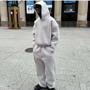 Custom Men's Oversized Cotton Tracksuit Heavyweight Hoodie <b>Set</b> Streetwear Private Label OEM ODM Manufacturer - Product Image 5