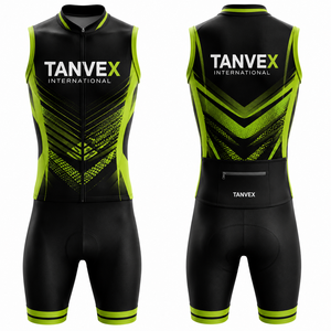 Traje de Ciclismo Ecológico TANVEX International Unisex Negro Naranja con Estampado por Sublimación Transpirable 100% Poliéster Talla Adulto - Product Image 3