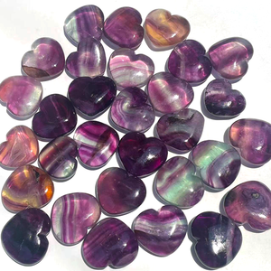 Wholesale Hot Selling Natural Stone Crystal <b>Crafts</b> Heart Shape Healing Stones colorful fluorite Crystal Heart For Women Jewelry - Product Image 3