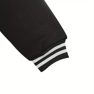Custom Plain Men's Black White Straps 100% Cotton Breathable Eco-Friendly High Street Varsity Baseball Letterman <b>Jacket</b> OEM - Product Image 5