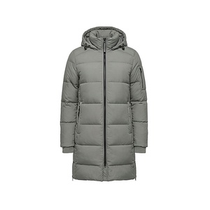 Chaqueta Larga Acolchada con Capucha para Mujer, Gruesa, Resistente al Viento, Relleno de Poliéster, Manga Larga, Color Sólido, Cierre de Cremallera - Product Image 1