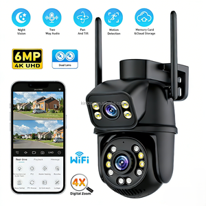 Caméra IP <span class=keywords><strong>WiFi</strong></span> PTZ sans fil 6MP 4K Double objectif Double écran Détection humaine par IA Caméra de surveillance extérieure - Product Image 1