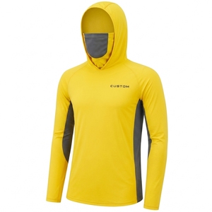 Camisa de Pesca con Capucha de Manga Larga para Hombre, Color Sólido, Protección Solar UPF 50 Anti UV, Transpirable, Spandex/Poliéster - Product Image 1