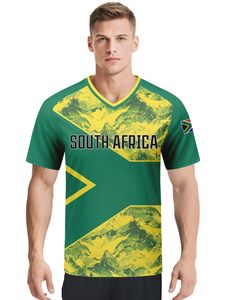 Camiseta de Fútbol Personalizada de Sudáfrica para Hombre, Cuello en V, Sin Mangas, Impresión Digital, Transpirable, de Poliéster, Personalizable para Adultos - Product Image 4