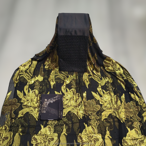Ensemble complet de luxe noir et or Fransawi Dirac imprimé floral avec panneau brodé pour tenue de fête de mariage somalienne - Product Image 1