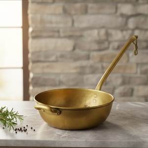 Durable Brass Metal Fry <b>Pan</b> <b>With</b> <b>Lid</b> Gold Polish For Home Kitchen Cookware Stovetop Cooking <b>Pan</b> Handmade <b>Frying</b> <b>Pans</b> - Product Image 6