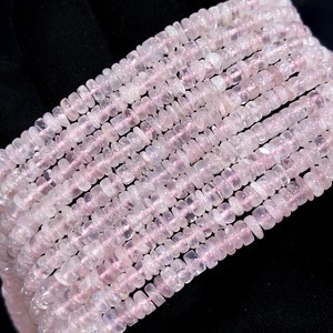 Cuentas de Cuarzo Rosa Natural Heishi de 4-5MM, Cuentas de Piedra Preciosa en Forma de Neumático Lisas para la Fabricación de Joyería, Cuentas de Cuarzo Rosa al por Mayor - Product Image 1