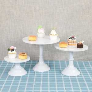 Simple White Cake Stand <b>Dessert</b> Display Plate Cupcake Holder Wedding Birthday Party Elegant Minimal Ceramic Metal Decor - Product Image 1