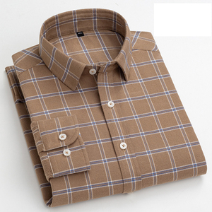 Wholesale Plus Size <b>Men's</b> 100% Cotton Checkered Long Sleeve Casual <b>Flannel</b> <b>Shirts</b> with Covered Button Closure and Loose Fit - Product Image 2