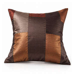 Housse de coussin en patchwork marron de luxe – Housse de coussin décorative faite à la main pour la décoration de la maison et les hôtels - Product Image 1