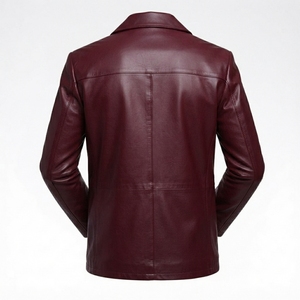 Men's Casual <b>Leather</b> <b>Blazer</b> <b>Jacket</b> Long Sleeve Outerwear Private Label Manufacturer - Product Image 2