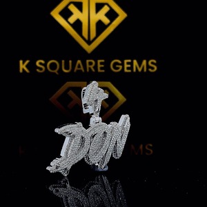Pendentif personnalisé en argent sterling plaqué or 18 carats avec chaîne glacée, bijoux hip-hop pour femme, breloque de fête, cadeau de luxe, style moissanite - Product Image 4