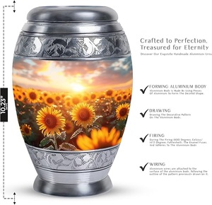 Urna Funeraria de Aluminio Versátil de Fabricante Confiable para Guardar Cenizas Humanas, con Tapa Roscada Segura y Adorno Decorativo - Product Image 5