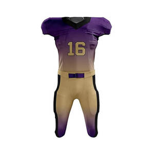 OEM Custom design Gradient Color Sublimated Football Uniform 100% Mesh Fabric V-Neck Short Sleeve Football Jersey <b>Pants</b> Sets - Product Image 2