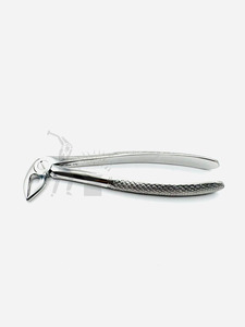 Forceps d'extraction dentaire Fig. 13 – Instrument de retrait des dents inférieures réutilisable en acier inoxydable de qualité médicale avec poignée moletée argentée - Product Image 4