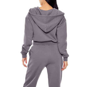Hoodies courts surdimensionnés personnalisés pour femmes à prix réduit – Vente en gros de hoodies courts zippés pour femmes – Hoodie court d'hiver pour femmes - Product Image 2