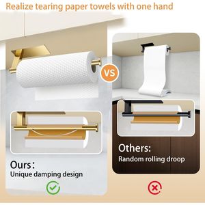 Portarotolo da cucina monomanuale con effetto ammortizzante, da installare sotto il mobile, con adesivo incluso - Product Image 6