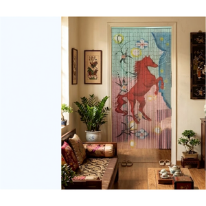 Wholesale Floral Print Bamboo Beaded Door Curtains Decorative Bamboo Bead Curtain for Hotel Room Resort Doorway Custom - Product Image 2