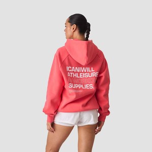 Women's <b>Coral</b> Hooded Fleece Sweatshirt Full Sleeve With Pockets Front Logo Casual Autumn Wear - Product Image 4