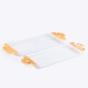 Ensemble de plateaux de service à café en résine géode noire et or de qualité supérieure pour les intérieurs de luxe - Product Image 4