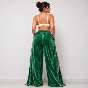 Pantalon en velours doré pour femme, taille mi-haute, coupe droite ample, sexy, coupe-vent, écologique, respirant, longueur intégrale, idéal pour l'été et les soirées, vente en gros - Product Image 4