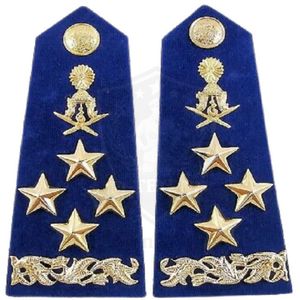 Placas de hombro personalizadas de terciopelo azul con estrellas doradas, insignias bordadas de metal azul tejido para uniforme, para coser - Product Image 1