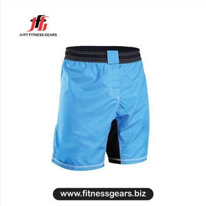Shorts de boxe bleus pour hommes, vêtements d'arts martiaux durables, shorts 100% polyester, coupe classique, taille adulte. - Product Image 5
