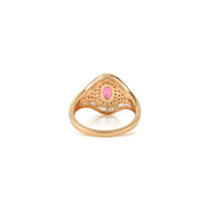 Anillo de declaración vintage de oro amarillo real K14 con rubí y diamante engastados con garras, personalizado OEM, Novedades, Joyería al por mayor - Product Image 6