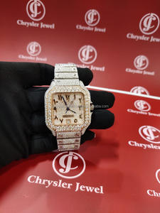 Reloj Moissanite Diamond Iced Out con esfera personalizada, reloj analógico de muñeca Moissanite, reloj de pulsera de lujo de alta calidad - Product Image 2