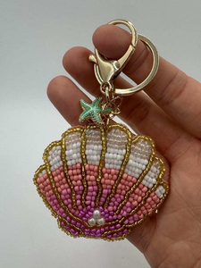 Coastal Shell Fish Charm <b>Keychain</b> Beaded Zinc Alloy Carabiner Irregular Classic Inlay Style Classic BY MULTI CRAFT - Product Image 4