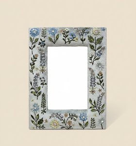 Floral Embroidered Wall <b>Mirror</b> Fabric Hanging <b>Mirror</b> Decorative Home Decor Vertical Mount - Product Image 1