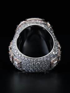 Anillo de Plata de Ley 925 con Zafiro Azul Corazón de 5 Quilates, Corte Esmeralda, Chapado en Oro Blanco de 10K, Estilo Hip Hop, Dos Tonos, Anillo de Declaración para el Dedo Anular - Product Image 3