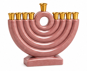 Chandelier de Hanouka vert sarcelle avec coupelles dorées en forme d'anneau, décoration religieuse, centre de table - Product Image 5