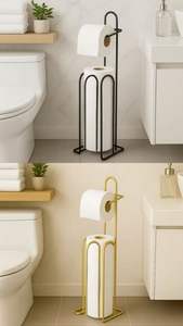 Portarrollos de papel higiénico con estante, portarrollos de papel higiénico montado en la pared, portarrollos de papel higiénico para baño, portarrollos de papel higiénico dorado - Product Image 5