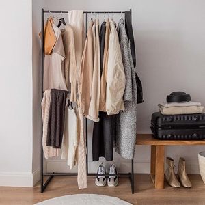 Minimalist Standing Metal Clothing <b>Rack</b> With Height Adjustable Design For Wardrobe Storage Holders - Product Image 6