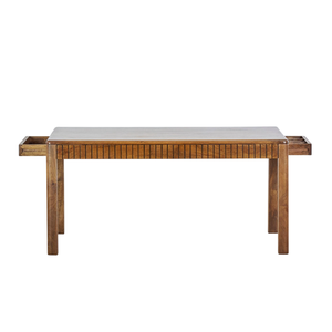 Table de salle à manger rectangulaire en bois de manguier massif, faite à la main, avec 2 tiroirs de rangement, finition naturelle, pour la maison, la cuisine ou le restaurant - Product Image 3