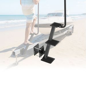 Scaletta a 3 gradini in alluminio per rimorchio barca, resistente, con superficie antiscivolo e 3 angoli di montaggio - Product Image 1